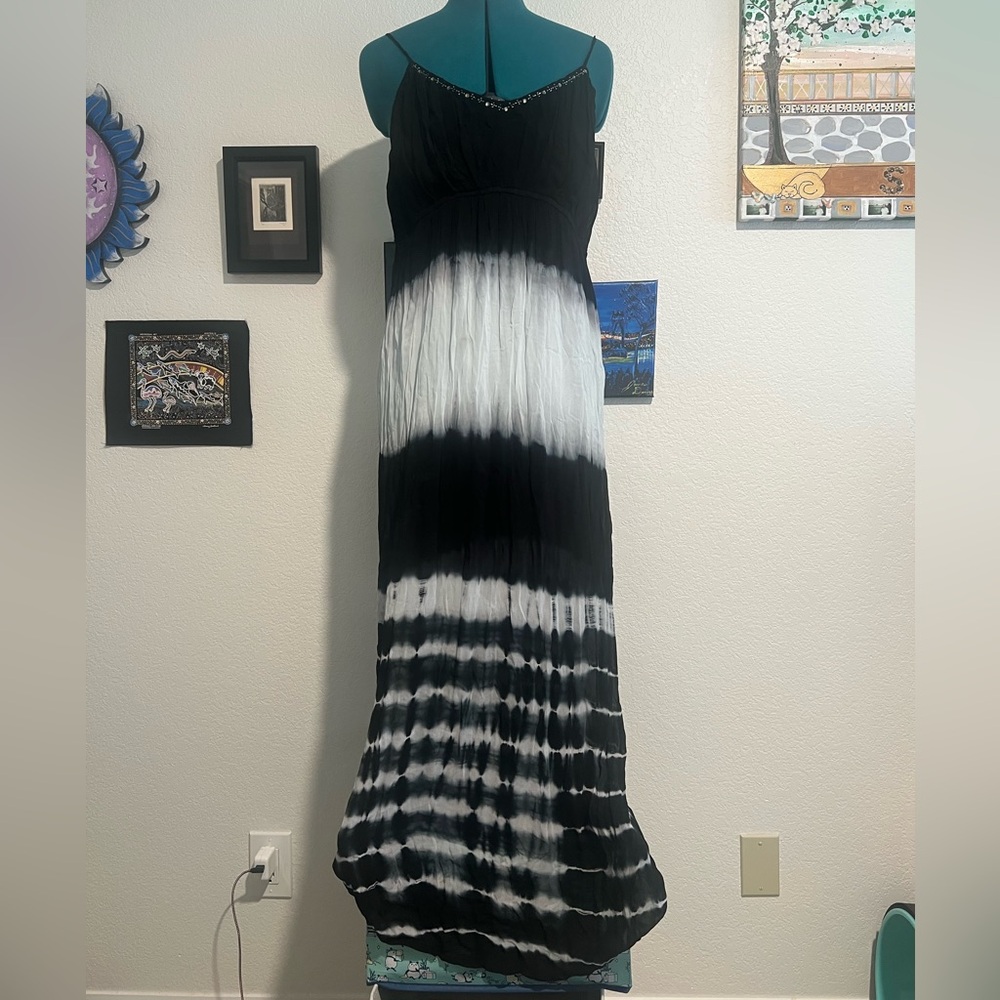 Anthropologie Black and White Maxi Dress